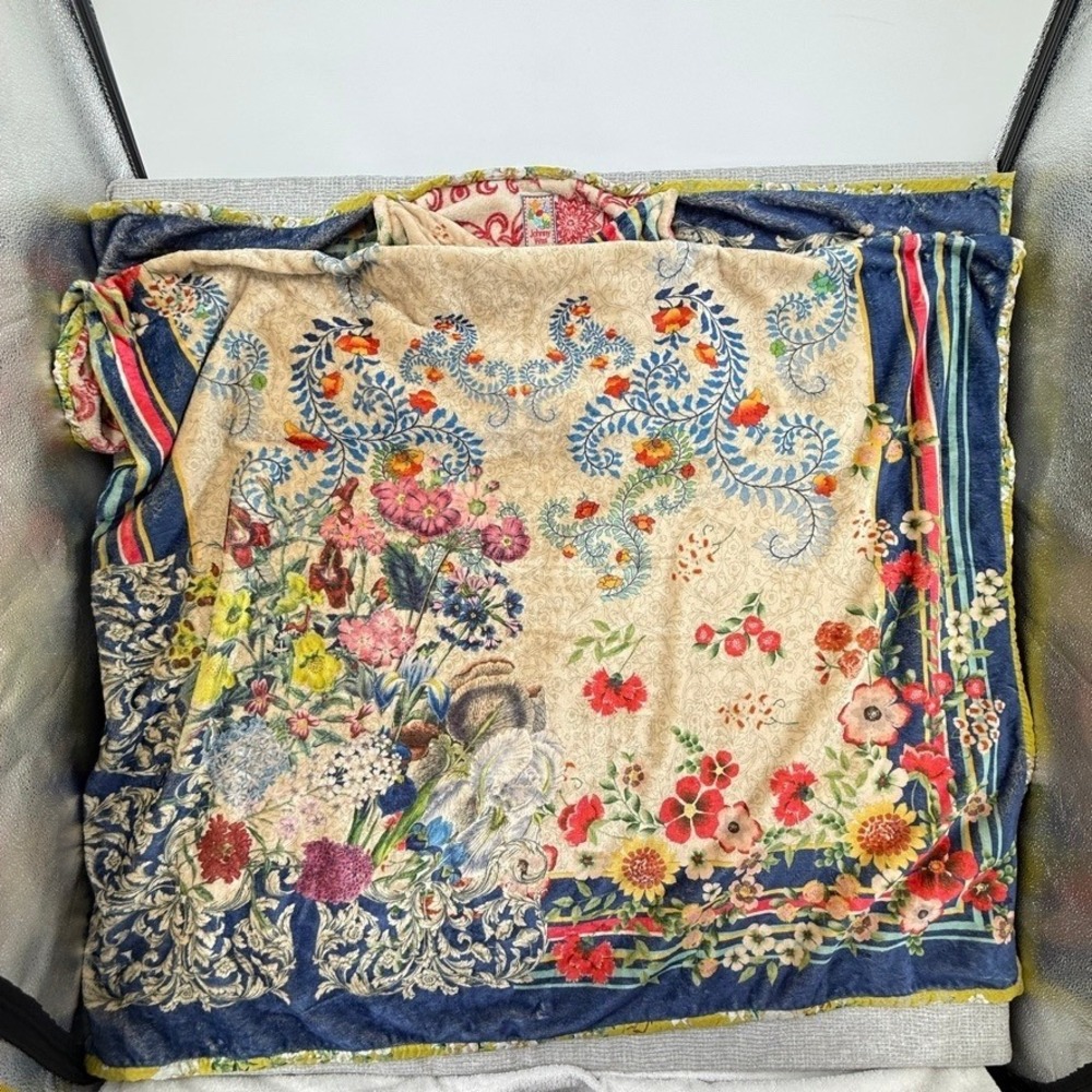 Johnny Was  Floral Quillow Blanket Pillow Combo Reversible Soft Boho Cottage